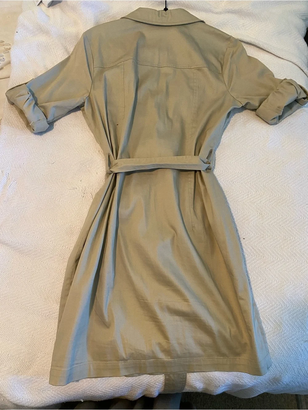 Michael Kors Cream Utility Midi Dress with Gold Hardware